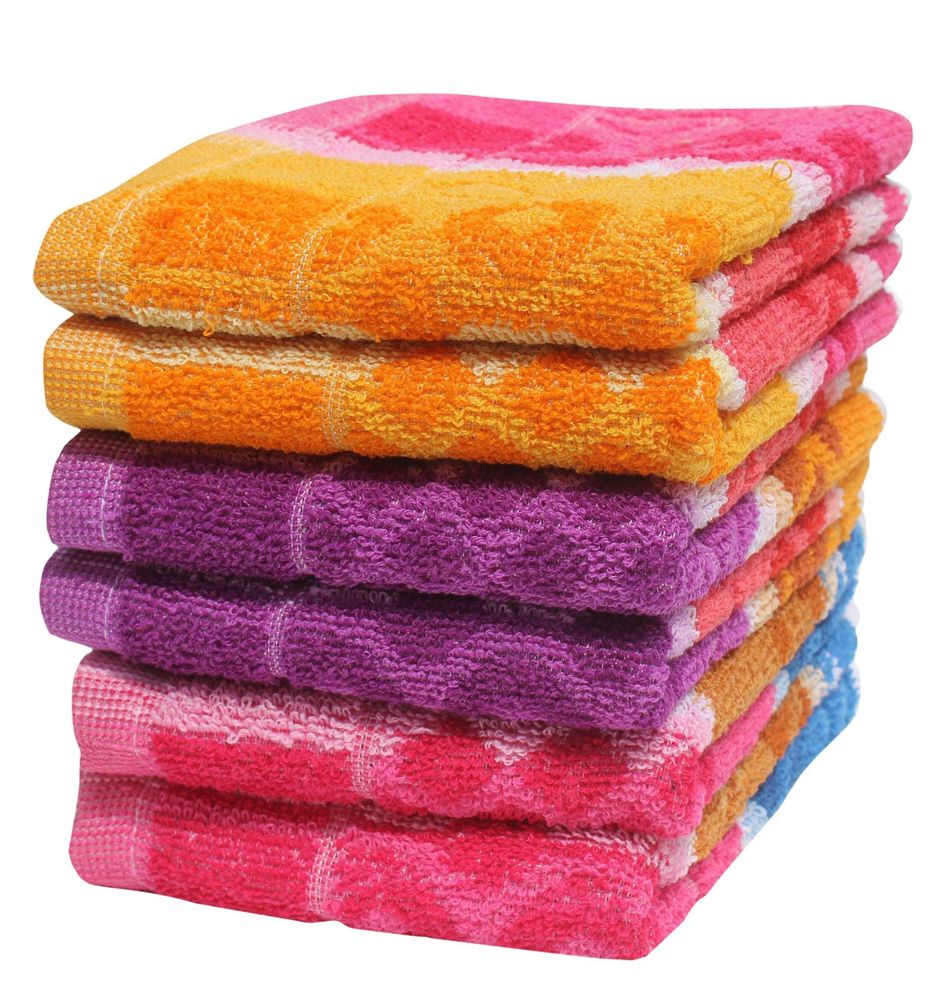 Mandhania SHT602 Cotton Daily Use Hand Towels (35 x 53 cm, Pack of 6, Multicolor)