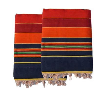 Mandhania Solapuri Carpet Dhurrie Rug Galicha 100% Cotton (Multicolor Size 56 inch x 86 inch) Pack of 2