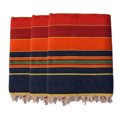 Mandhania Solapuri Carpet Dhurrie Rug Galicha 100% Cotton (Multicolor Size 56 inch x 86 inch) Pack of 3