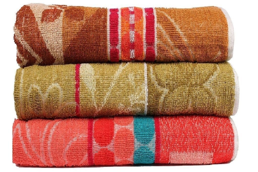 Mandhania Ash Set of 3 Jacquard Large Bath Towels 68 X 137 cm