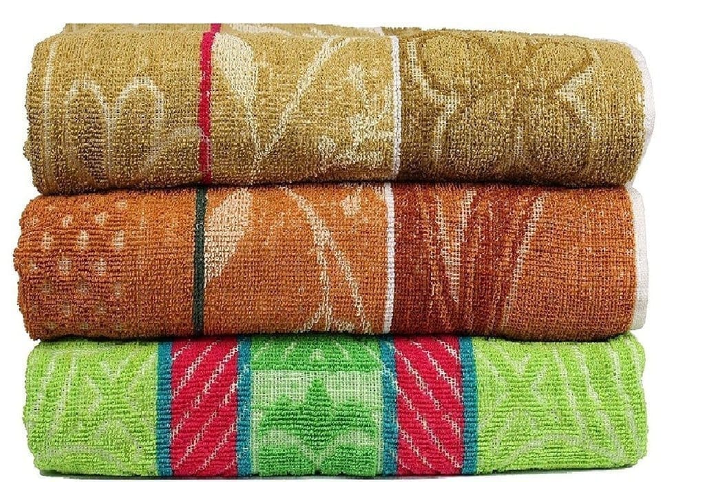 Mandhania Ash Set of 3 Jacquard Large Bath Towels 68 X 137 cm