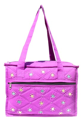 Mandhania Eco Friendly Cotton Mirror Patchwork Shoulder Bag for Women Purple
