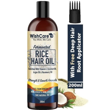 Fermented Rice Hair Oil - Strength & Growth Formula - 200ml - With Argan Oil, Coconut Oil, Vit E Oil & Rosemary OIl