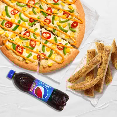 Hut Treat Meal For 2 - Veg __ Margherita,Classic BreadStix,Pepsi PET Bottle