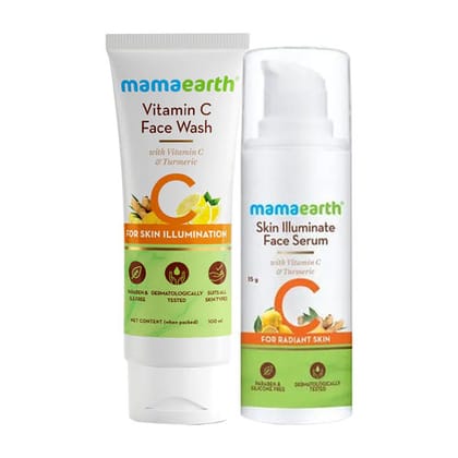 Mamaearth Vitamin C Face Wash(100 ml) + Skin Illuminate Face Serum(30 gm) Pack of 2