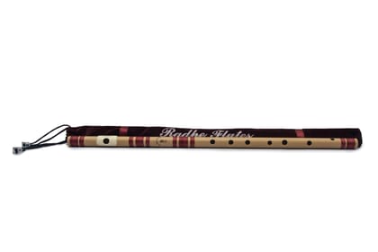 Radhe Flutes PVC Fiber B Natural Bansuri Middle Octave Left Handed With Velvet Cover