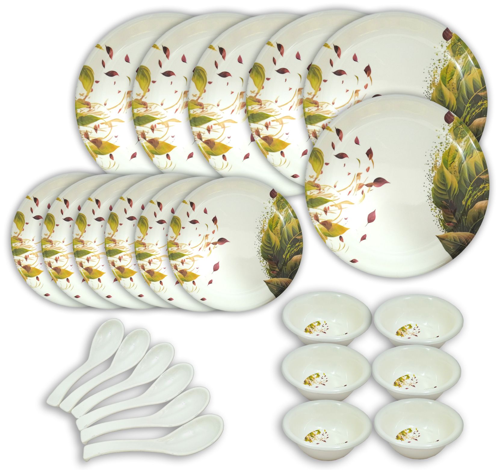 Inpro Melamine Dinner Set 24 Pcs (6 Full Plate, 6 Half Plate, 6 Bowl, 6 Spoon).Elevate your dining experience with our exquisite 24-Piece Melamine Dinner Set-Melamine dinner set-Melamine dinnerware-Melamine tableware-Melamine dinner set for six