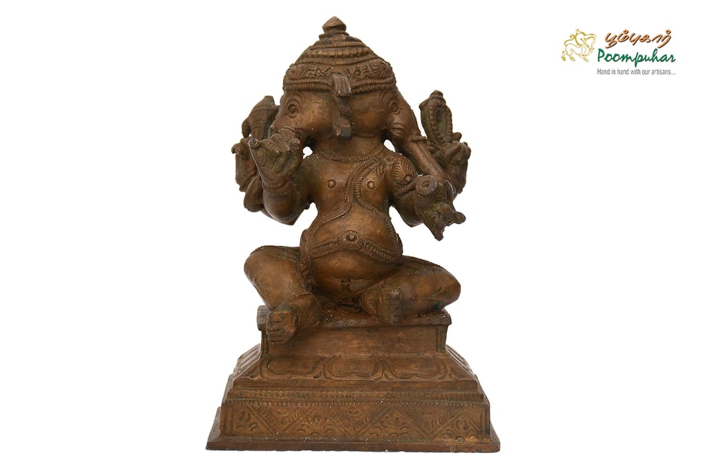 BRONZE SITTING TWO FACE GANESH 6IN - Pooja Needs | Buy online on ZillyBuy