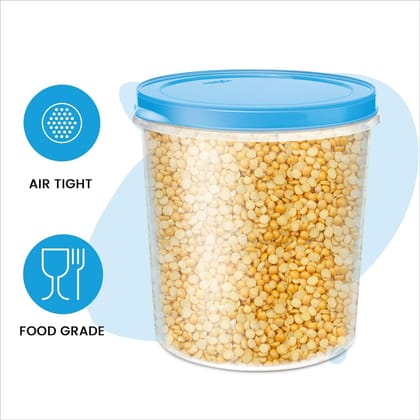 MILTON Storex Clear 5000 Plastic Container, 1 Piece, 5 Liters, Blue| Air Tight | Storage Container | Kitchen Organiser | BPA Free | Stackable| Food Grade | Multipurpose Jar