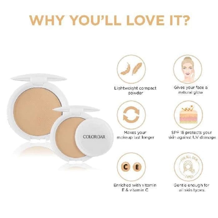 Colorbar Radiant White UV Compact Powder, tan 05, 9 g