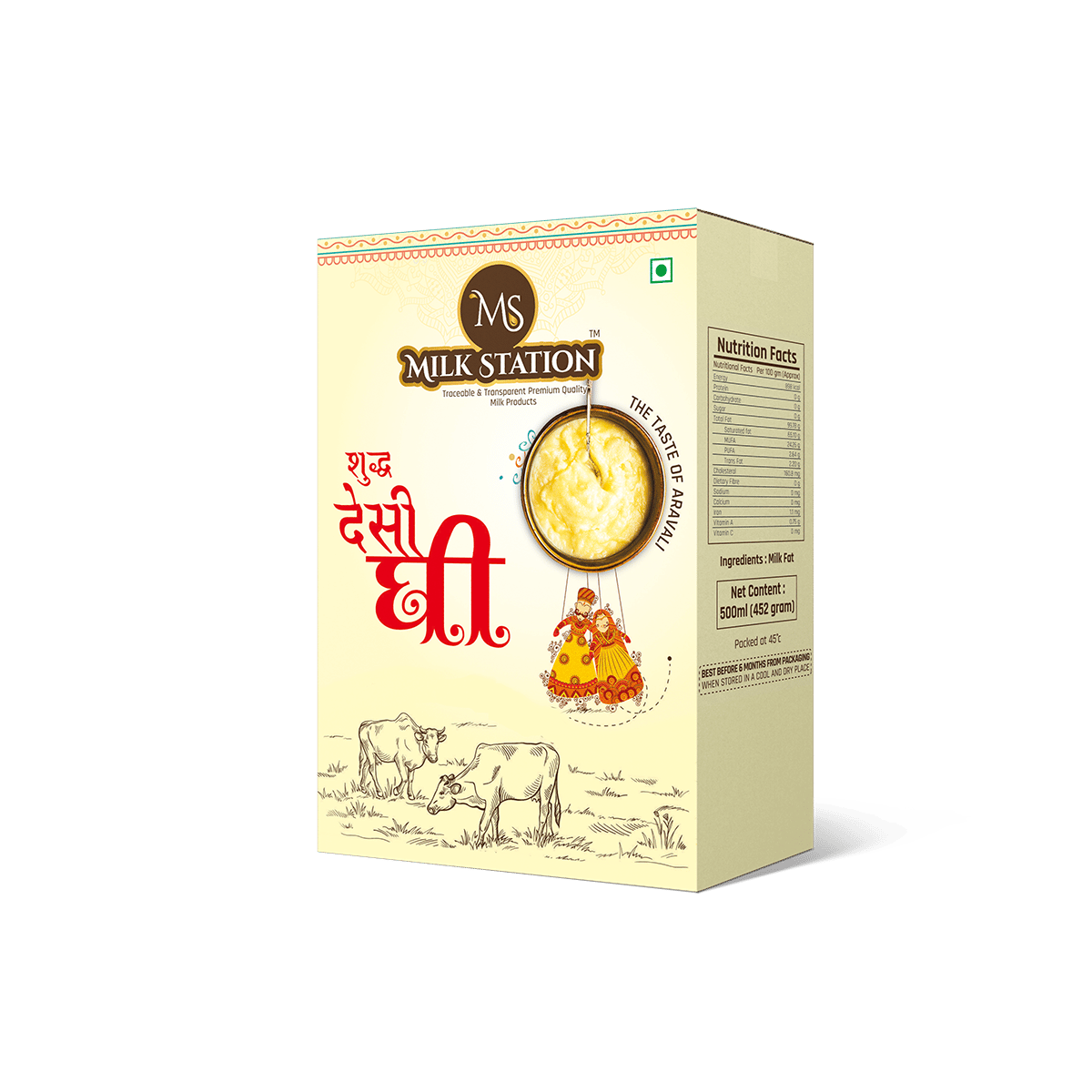 MilkStation Desi Ghee 500ml CEKA Pack | Made Traditionally from Makkhan (Butter) | Ghee for Better Digestion and Immunity