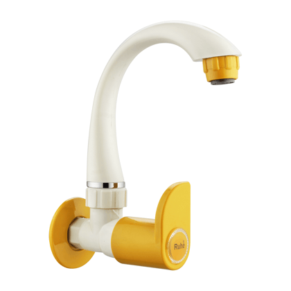 Gold Curve Sink Tap with Swivel Spout PTMT Faucet - by Ruhe®
