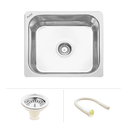 Square Single Bowl Kitchen Sink (15 x 12 x 6 inches) – by Ruhe®