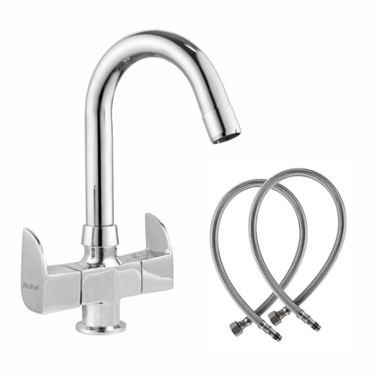 Pristine Centre Hole Basin Mixer Brass Faucet with Small (12 inches) Round Swivel Spout - by Ruhe®