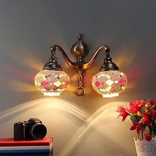 Eliante Double Metal Wall Light Antique Brass Portuguese Style Wall Light Sconce Antique Bronze Golden Wall Lamp without Bulb AC