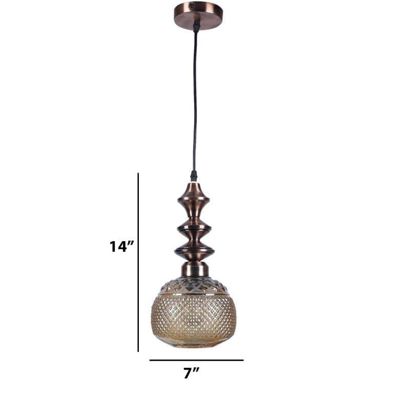 Trendy Home + and - Decor ELIANTE Copper Iron Base Gold Glass Shade Hanging Light - Z-629-1Lp - 