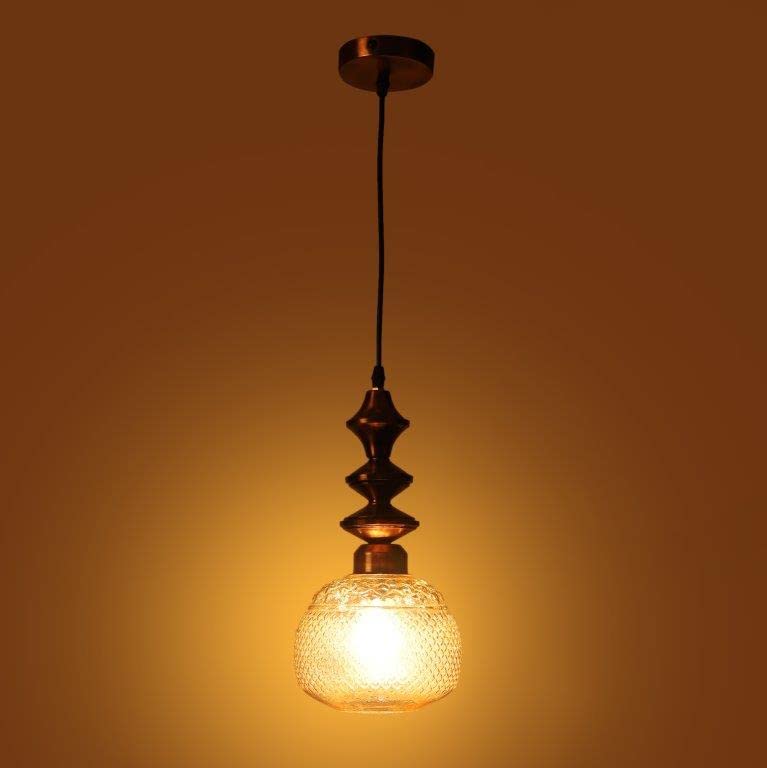 Trendy Home + and - Decor ELIANTE Copper Iron Base Gold Glass Shade Hanging Light - Z-629-1Lp - 