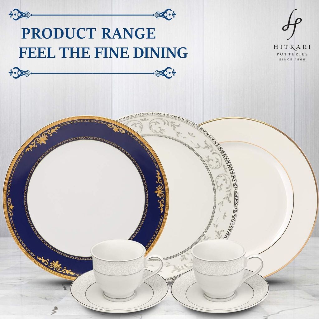 Hitkari Potteries -Monsoon Cup & Saucer Set of 6 | for Morning & Evening Tea | Material: Porcelain | Luxury Tea Ware with Elegant Design |12 -Pieces, (White, Set of 6)