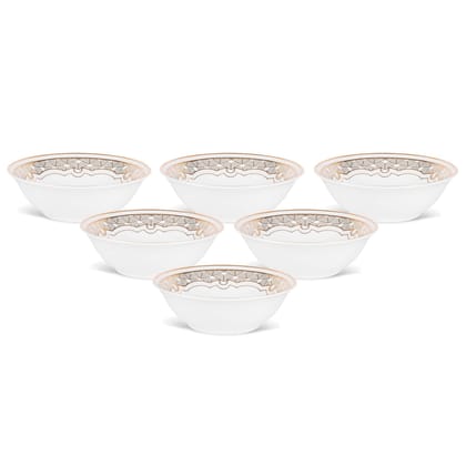 Hitkari Potteries Porcelain Mimosa Nappy Bowl Set of 6 PC. for Home & Kitchen | Bowl Set (17 x 5 cm,Pure Gold)