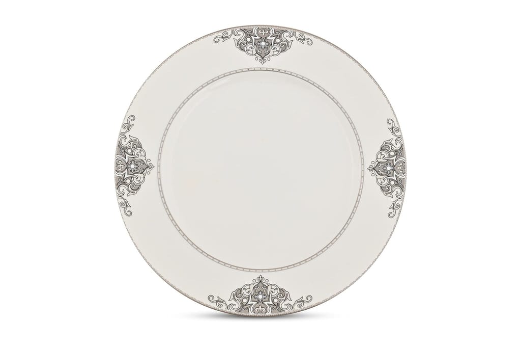 Hitkari Porcelain Lawrence Snacks Set-7Pc.|Set for 6 with Serving Plate|Snacks Set |Serving Set |for House Party|Cake Serving |White,Standerd