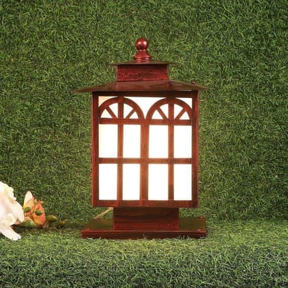 ELIANTE Red Iron Base Frost Acrylic Shade Gate Light - Home-Kit-Gl-Ant-Red - Without Bulb