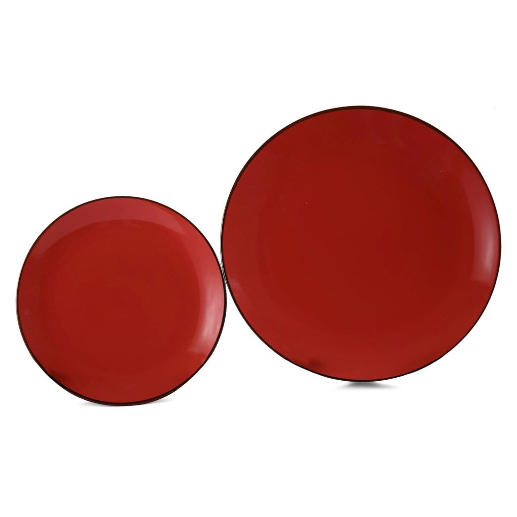 Hitkari Porcelain Crimson Rose 18 Pc. Dinner Set for 6|for Home & Kitchen | Material: Porcelain |Glazed Dinnerware for 6 | 18-Pices, Red, Large