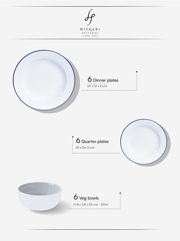 Hitkari Porcelain Crimson Rose 18 Pc. Dinner Set for 6|for Home & Kitchen | Material: Porcelain |Glazed Dinnerware for 6 | 18-Pices, Red, Large