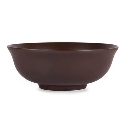 Hitkari Potteries Porcelain Choco Brown Serving Bowl 2 PC for Home & Kitchen | Serving Bowl Set 2 PC (23 x 5.5 cm) Brown