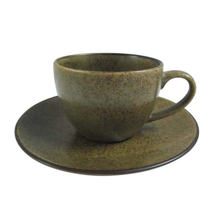Hitkari Porcelain Bio Matt Cup & Saucer Set of 6 Pair | for Morning & Evening Tea | Material: Porcelain |Premium Quality with Elegant Design |(12 -Pieces,Brown)
