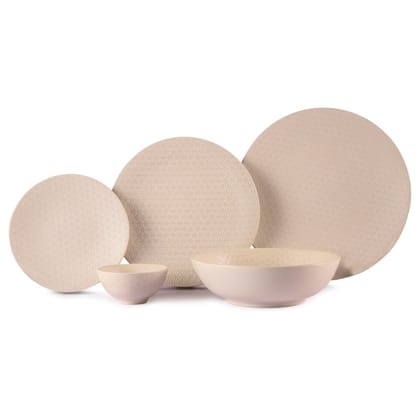 Hitkari Porcelain Blooma White 21 Pc. Dinner Set | Service for 6| for Home & Kitchen |Material: Porcelain| Luxury Dinnerware| 21Pc, White
