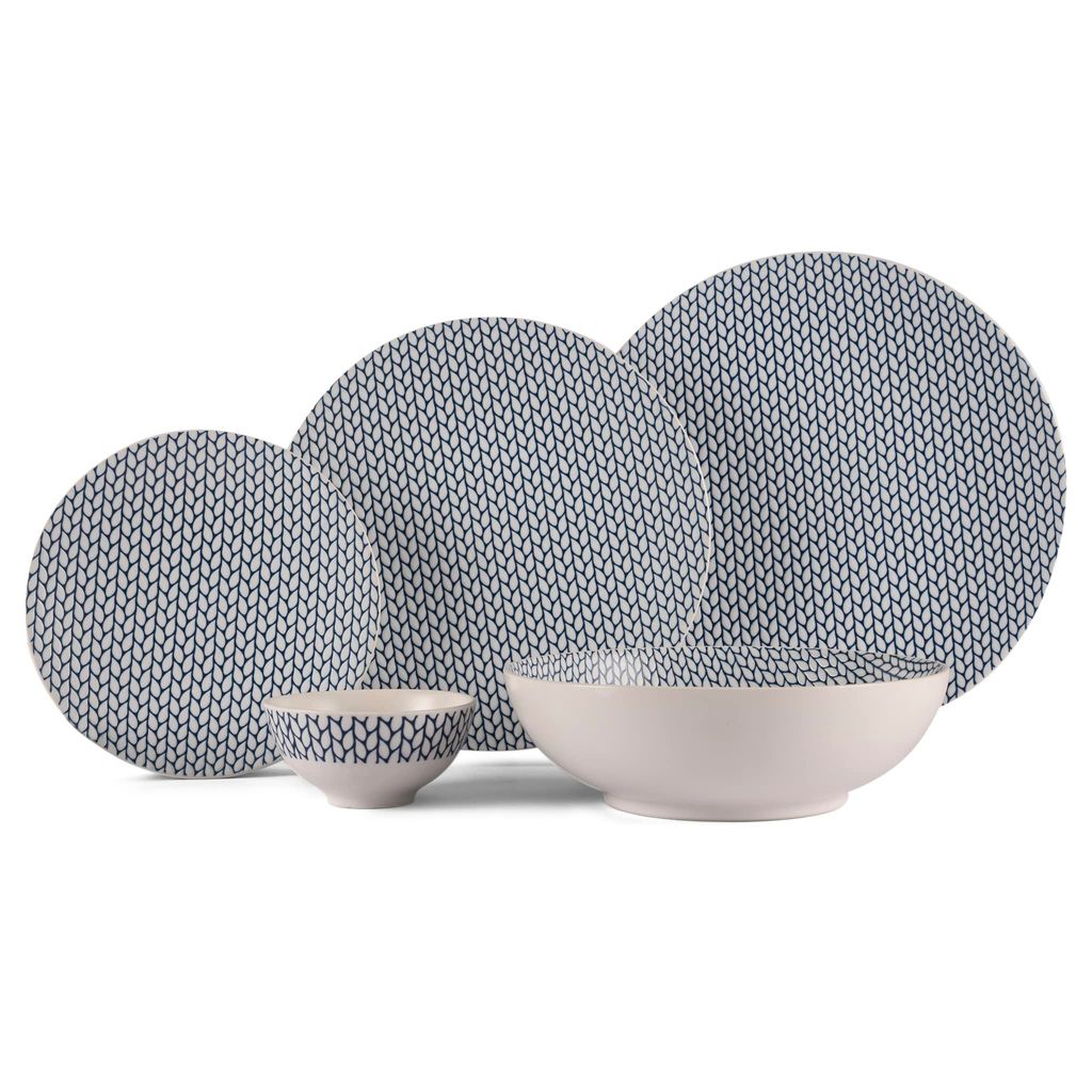 Hitkari Porcelain Blue Dew 21 Pc. Dinner Set for 6 |for Home & Kitchen | Material: Porcelain | Porcelain Luxury Dinnerware with Elegant Design | 21-Pices, Blue,Large�
