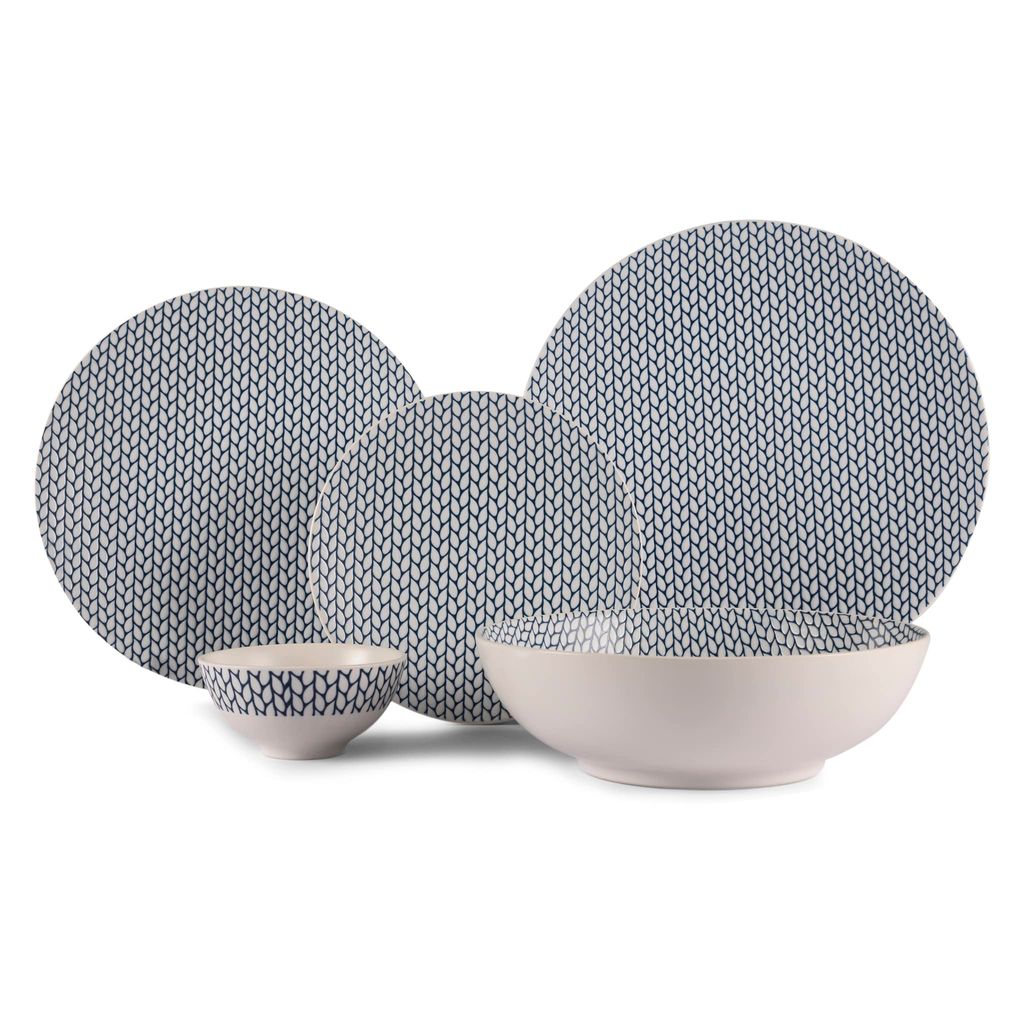 Hitkari Porcelain Blue Dew 21 Pc. Dinner Set for 6 |for Home & Kitchen | Material: Porcelain | Porcelain Luxury Dinnerware with Elegant Design | 21-Pices, Blue,Large�