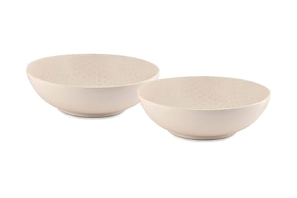 Hitkari Potteries Blooma White Serving Bowl 2 Pc.| White | Microweb Safe & Dishwasher Safe | Porcelain Serving Bowl for Home & Kitchen | Standard