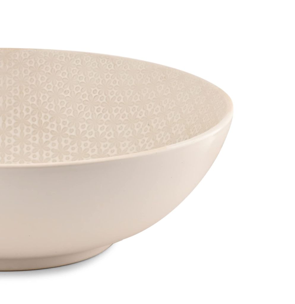 Hitkari Potteries Blooma White Serving Bowl 2 Pc.| White | Microweb Safe & Dishwasher Safe | Porcelain Serving Bowl for Home & Kitchen | Standard