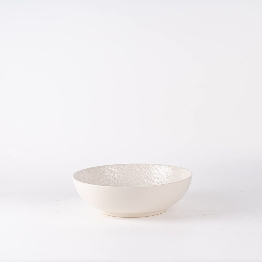 Hitkari Potteries Blooma White Serving Bowl 2 Pc.| White | Microweb Safe & Dishwasher Safe | Porcelain Serving Bowl for Home & Kitchen | Standard