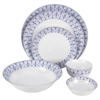 Hitkari Potteries 27 Piece Porcelain Dinner Set for Home, Kitchen- White & Blue, Standard (HPC27-17318)