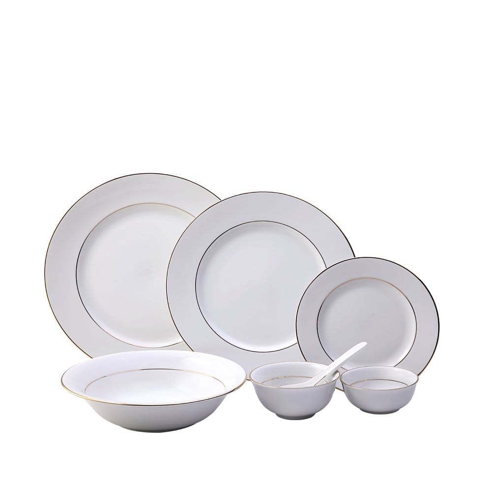 Hitkari Porcelain 16226 GL Dinner Set 33 Pcs |Modern & Trendy Design |Designed in India|for Home & Kitchen| White, Large(Set of 33, White)