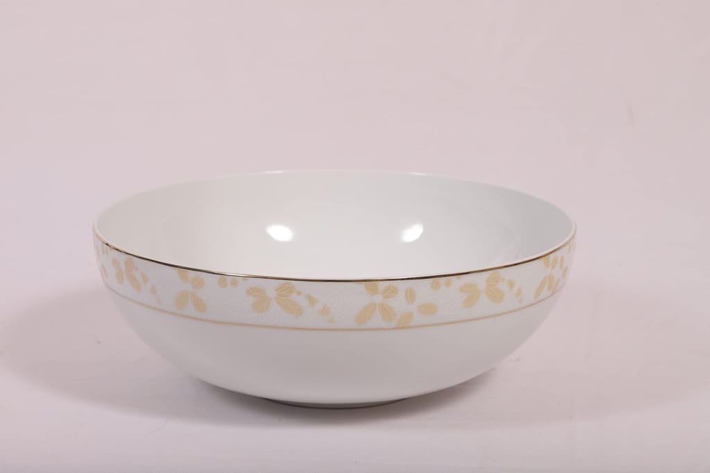 Hitkari 16224C Porcelain 1 Serving Bowl and 6 Veg. Bowl Snacks Set -7Pc.| Set for 6 Veg Bowl with Serving Bowl | Snacks Set for House Party |Microweb Safe & Dishwasher Safe