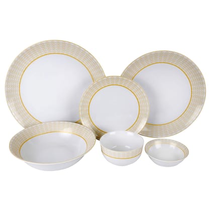 Hitkari Porcelain 17316 Dinner Set of 27 pc. for Home & Kitchen | Material: Porcelain| Luxury Dinnerware| 27Pc. (Yellow,27pc.)