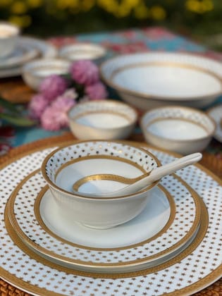 Hitkari Porcelain 13237 Veg Bowl Set-6 Pcs. for Home & Kitchen | Material :-Porcelain | 6 Veg Bowl Set