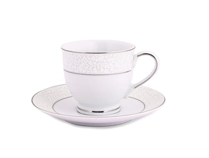 Hitkari Potteries Cup & Saucer Set for 6 for Morning & Evening Tea | Material: Porcelain | with Elegant Design (12 Pieces) (12222 PL Cup Set)