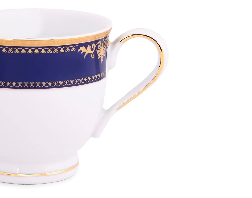 Hitkari Potteries -11471 Cup & Saucer Set of 12pcs for 6| for Morning & Evening Tea | Material: Porcelain | Elegant Design |12 -Pieces, White