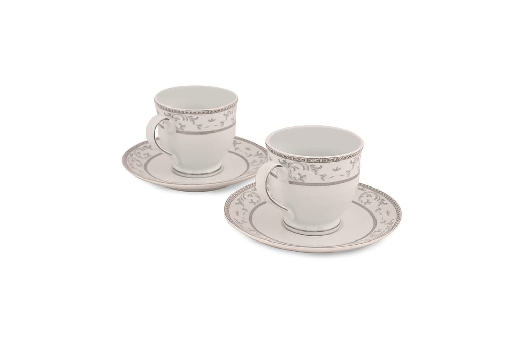 Hitkari Potteries -12206 Cup & Saucer Set of 12pcs for 6| for Morning & Evening Tea | Material: Porcelain | Elegant Design |12 -Pieces, White
