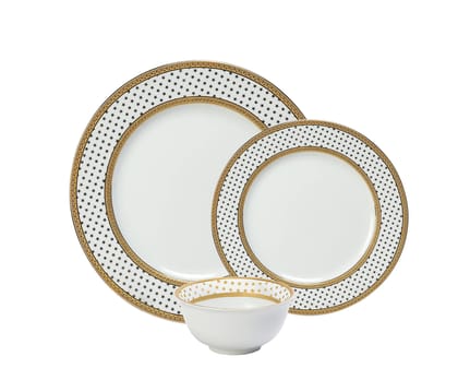 Hitkari Porcelain 13237 Dinner Set 18 Pcs.|Dinner Set for 6|Material: Porcelain|Luxury Dinnerware with Pure Gold Lining |for Home & Kitchen|White, Large