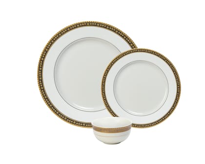 Hitkari Porcelain 11545 Dinner Set 18 Pcs.|Dinner Set for 6|Material: Porcelain|Luxury Dinnerware with Pure Gold Lining |for Home & Kitchen|White, Large