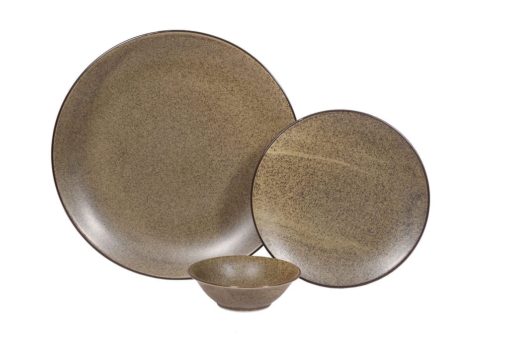 Hitkari Potteries Bio Matt Dinner Set 18 PC.| Porcelain Dinner Set for Home & Kitchen | Brown | Microweb Safe & Dishwasher Safe