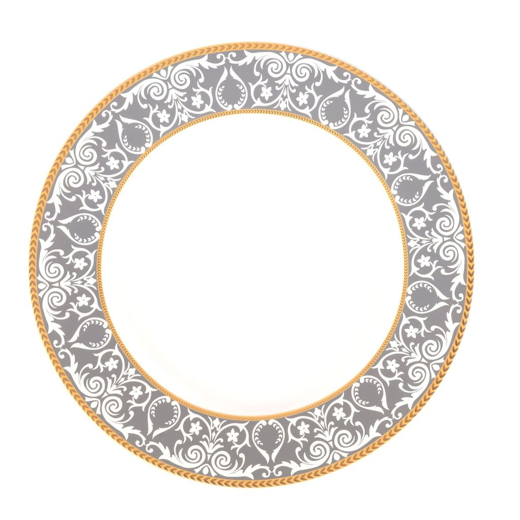 Hitkari Porcelain Verona Dinner Set 33 Pcs.|Modern & Trendy Design |Designed in India|for Home & Kitchen|Pure Gold | White, Large