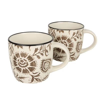 Hitkari Potteries - Sulur Grey Coffee Mug 2 PC. | for Morning & Evening |Material: Porcelain |for Home & Kitchen |Set of 2pcs| Microweb Safe & Dishwasher Safe,Sulur Gray,300ml
