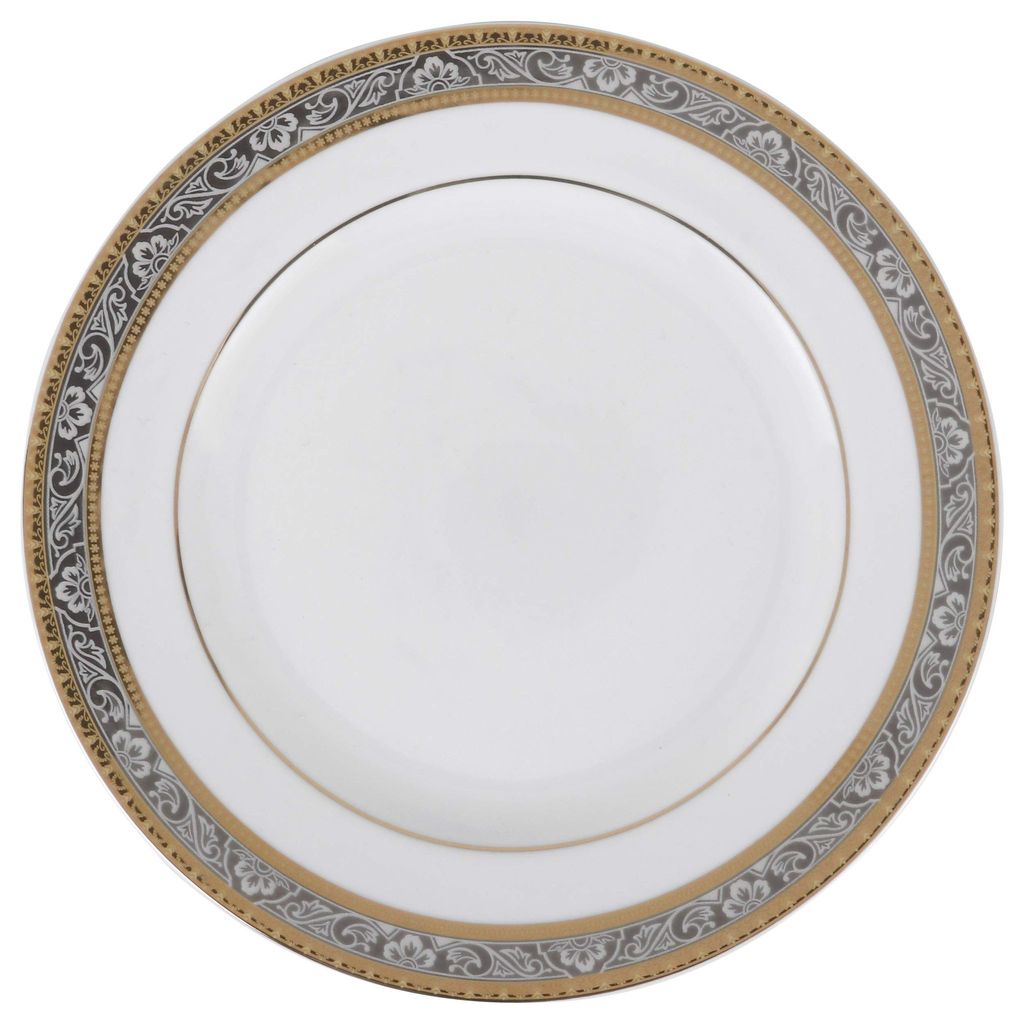 Hitkari Porcelain D253 Dinner Set 33 Pcs.|Dinner Set for 6|Material: Porcelain|Luxury Dinnerware with Pure Gold Lining |for Home & Kitchen|White, Large