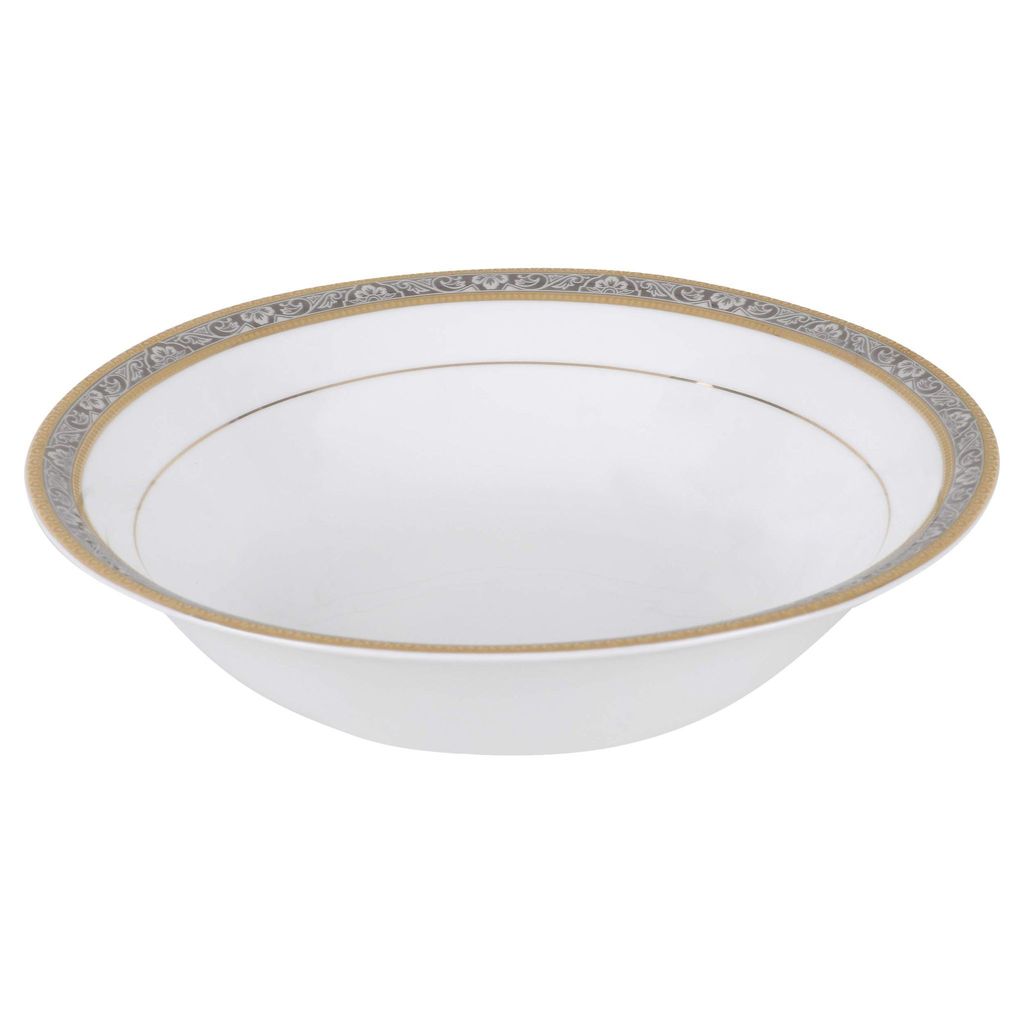 Hitkari Porcelain D253 Dinner Set 33 Pcs.|Dinner Set for 6|Material: Porcelain|Luxury Dinnerware with Pure Gold Lining |for Home & Kitchen|White, Large